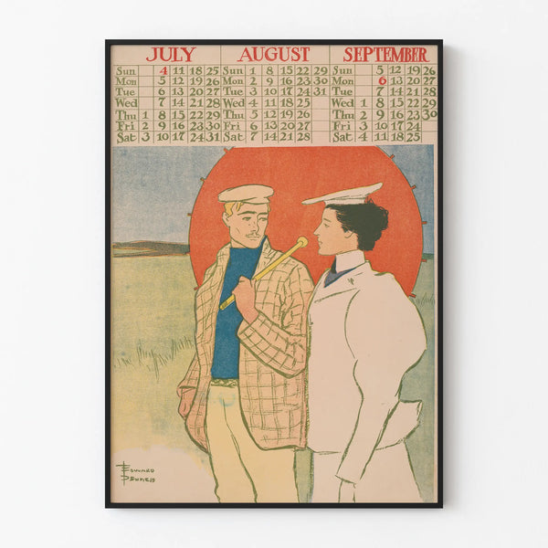 Vintage kalenterijuliste heinäkuusta syyskuuhun 1897