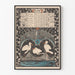 Vintage kalenteri juliste kesäkuu 1896, jossa haikaroita ja kukkakuvioita