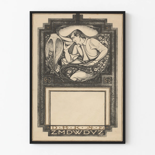 Art Nouveau -juliste vuodelle 1919 kalenterille - vintage-seinäkoristelu