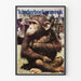 Vintage juliste Kinderboekenweekistä apinalapsen kanssa istumassa
