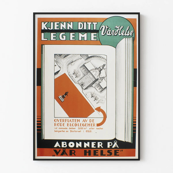 Vintage Norjan juliste terveydestä ja ihmiskehosta