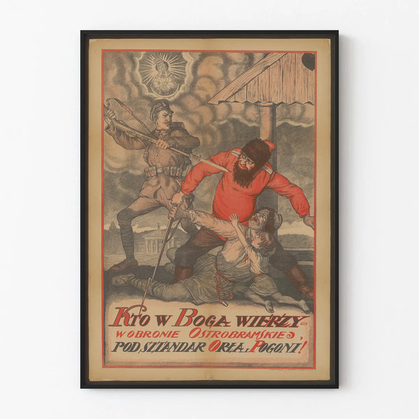 Puolalainen sotilaspropagandajuliste Ostrobramska, vintage