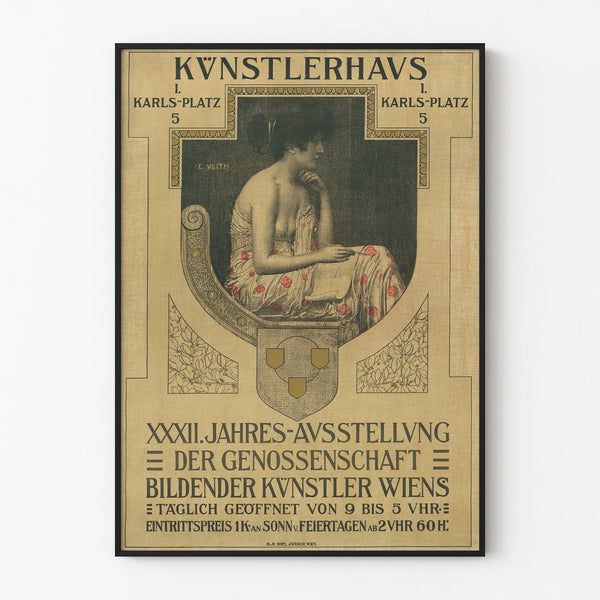 Vintage-taiteellinen juliste Wieniläisten taiteilijoiden vuosinäyttelyyn