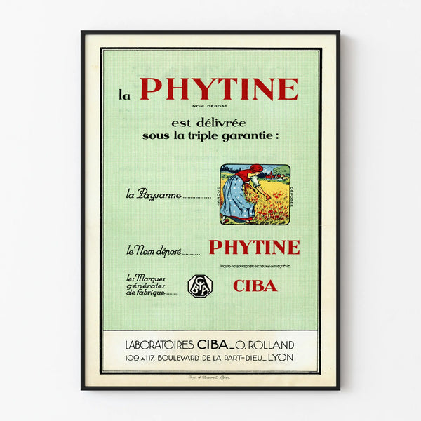 Vintage mainosjuliste La Phytine Ciba seinäkoriste