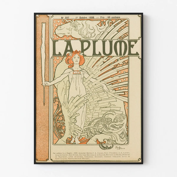 Vintage seinäkoristejuliste La Plume, lokakuu 1898, Art Nouveau -tyyli