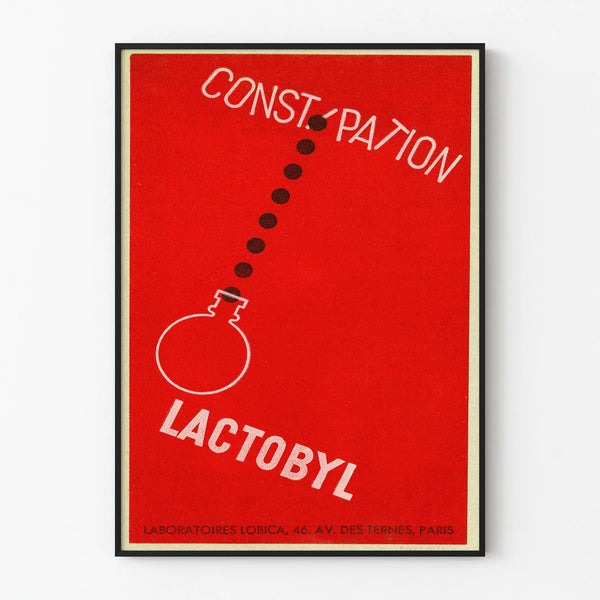 Vintage mainosjuliste Lactobyl - Seinän koristelu punaisena ja graafisena