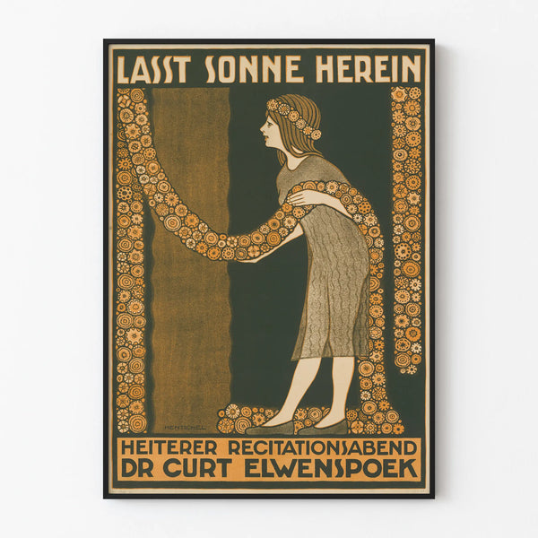 Vintage juliste Lasst Sonne Herein - Taiteellinen seinäkoristelu