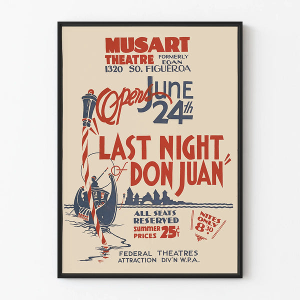 Vintage juliste Viimeinen yö Don Juan -teatterissa Musart