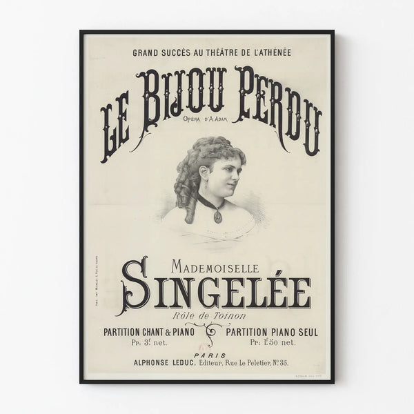 Vintagejuliste Le Bijou Perdu - Ateenan ooppera A. Adamin kanssa Mademoiselle Singelée