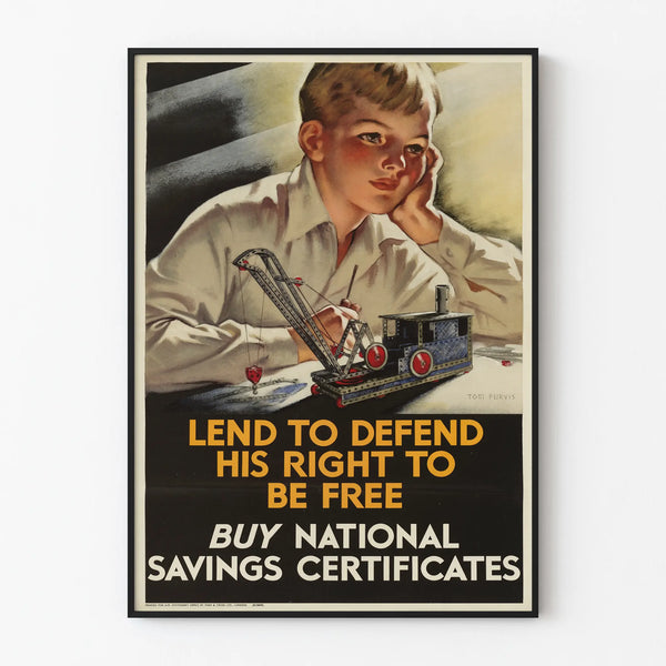 Vintage juliste seinäkoriste - Kansallisten säästösertifikaattien kampanja