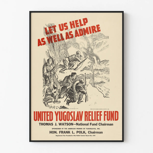 Vintage juliste United Yugoslav Relief Fund - Historiallinen seinäkoriste