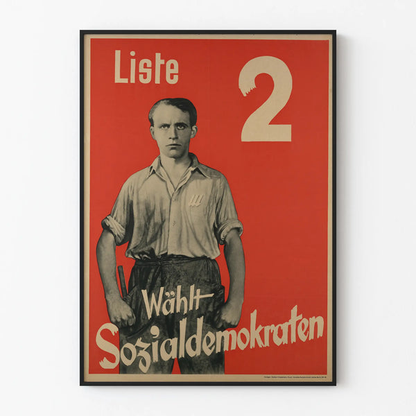 Vintage poliittinen juliste Lista 2 Sosialidemokraatit