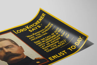Vintage seinäjuliste Lord Kitchener liittykää tänään — näkymä teoksesta