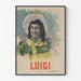 Vintage juliste Luigi naiskuvasta perinteisessä puvussa