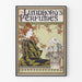 Vintage Juliste Lundborg's Perfumes kukkakoristeella ja tyylitellyllä naisella
