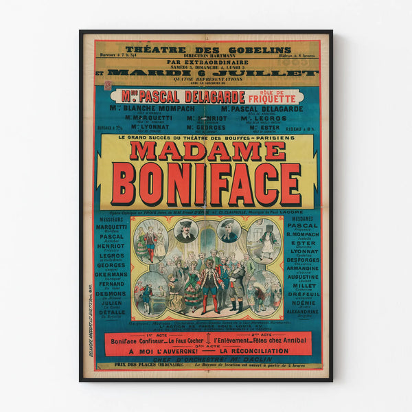 Vintage-teatterin juliste Madame Boniface - Retroseinän koriste
