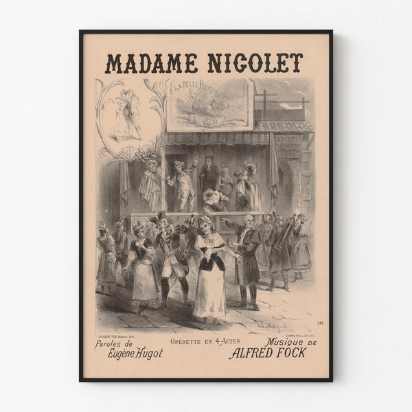 Vintage juliste operetista Madame Nicolet - Seinän koristelu vanha teatteri
