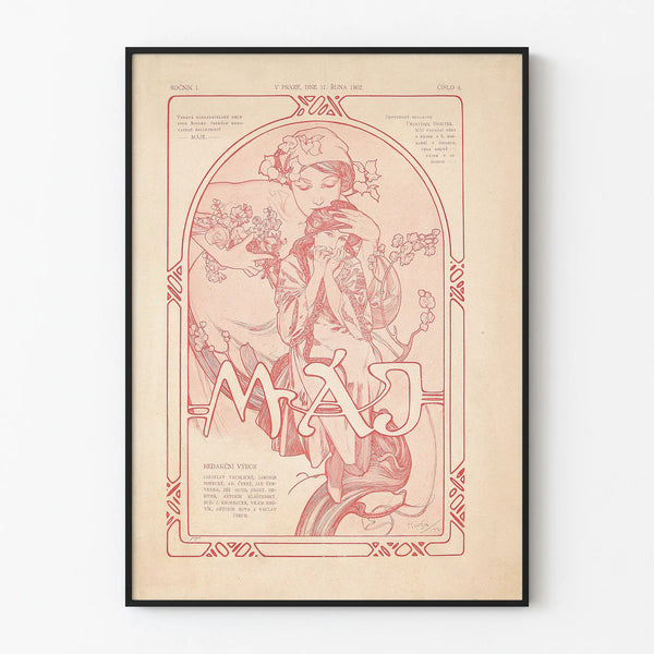 Art Nouveau -juliste MÁJ 1902 seinäkoristukseen vintage