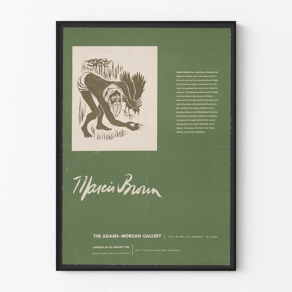 Marcia Brownin näyttelyjuliste The Adams-Morgan Galleriassa