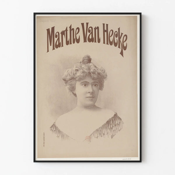 Vintage-tyylinen juliste Marthe Van Hecke -vanhahtava muotokuva