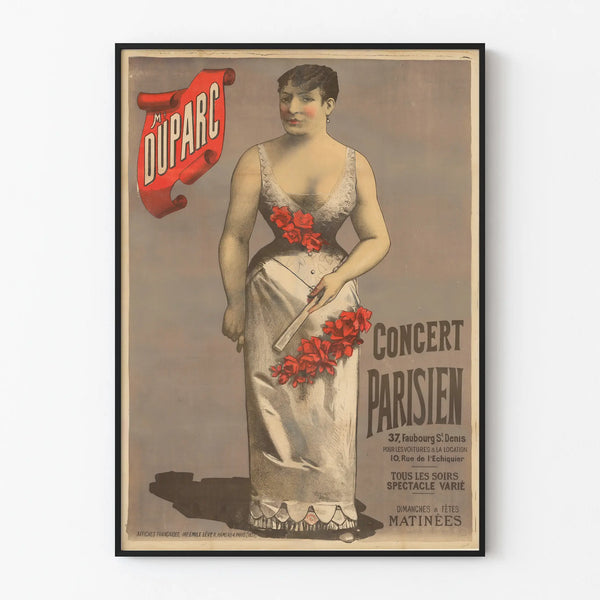 Vintage juliste Pariisin konsertti Me Duparc