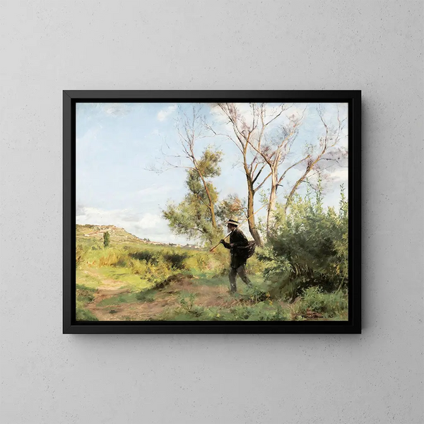 Un portrait en bois de Pré Pidole - Émile Friant — kehystetty taideteos seinällä