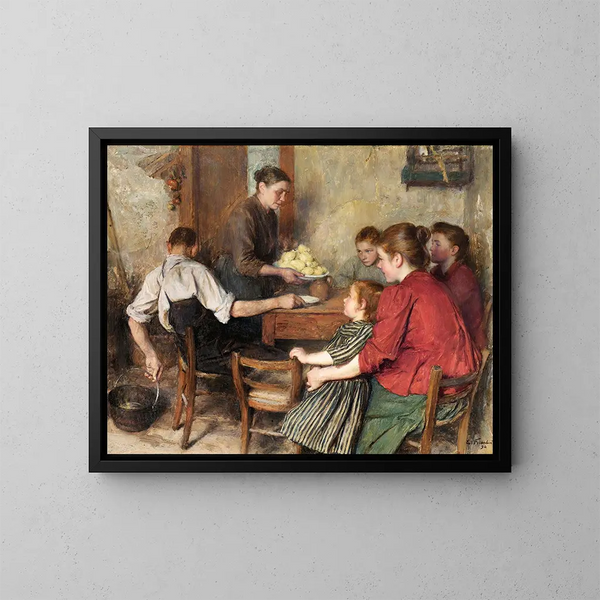 Le Repas frugal - Émile Friant — kehystetty taideteos seinällä