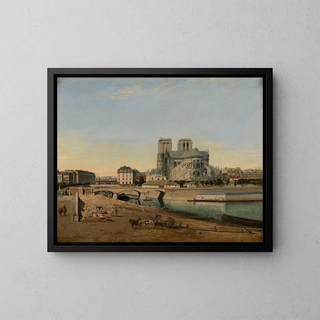 Le chevet de Notre-Dame vu du quai de la Tournelle - Émile Harrouart — kehystetty taideteos seinällä