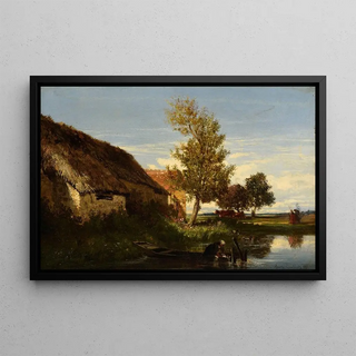 mile Lambinet - Chaumire au bord de leau.webp