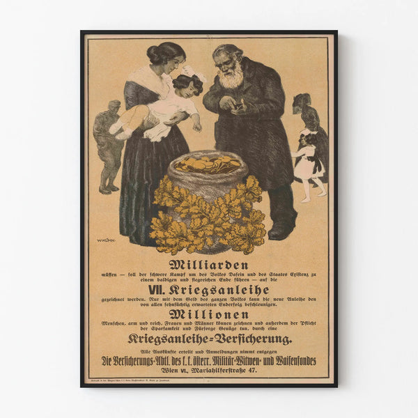 Vintagemainen juliste sotilastakaisesta VII:n lainasta