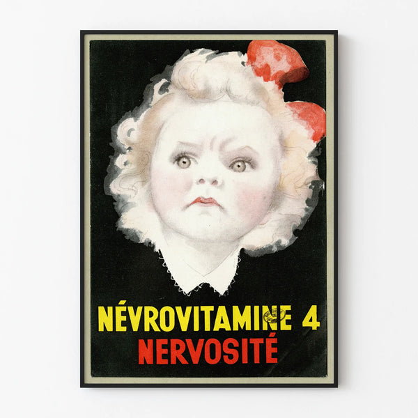 Vintage juliste Névrovitamiini 4 Hermostuneisuus - Retroseinäkollaite