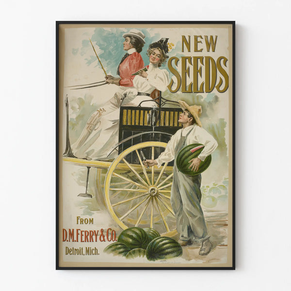 Vintage juliste New Seeds - Retro maatalousseinän koriste