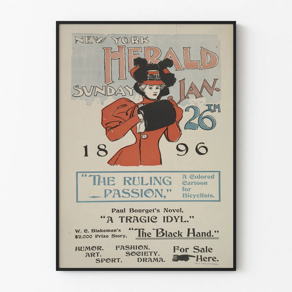 Vintage Juliste New York Herald - Sunnuntai tammikuu 1896