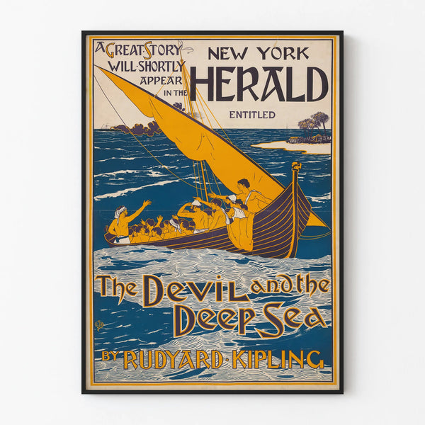 Vintage Juliste New York Herald Paholainen ja syvä meri