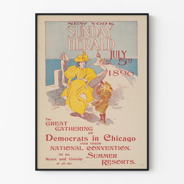 Vintage Juliste New York Sunday Herald 1896 - Retro Seinäkoriste