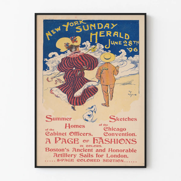 Vintage Juliste New York Sunday Herald 1896 - Retroseinustakalautanen