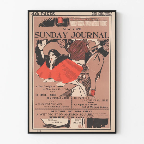 Vintage Juliste New York Sunnuntai-lehti Maaliskuun 15.
