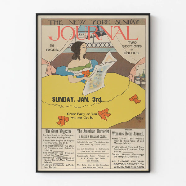 Vintage New York Sunnuntai-lehti - Retro-seinäkoriste