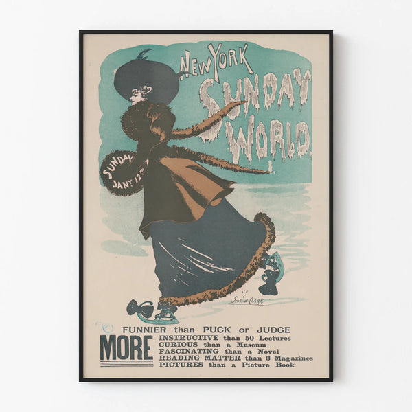 Vintage New York Sunday World - Jääkuvassa oleva kuvitusjuliste