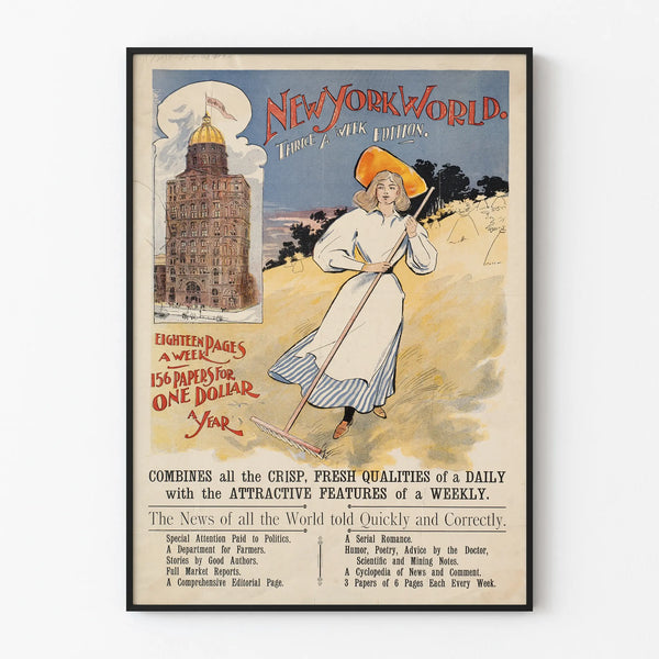 Vintage juliste New York World Thrice A Week Edition