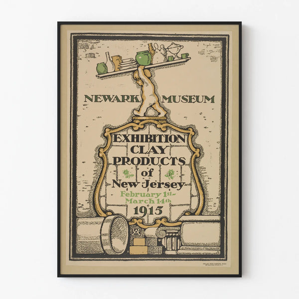 Näyttelyn juliste Newarkin museosta - New Jersey'n savituotteet 1915