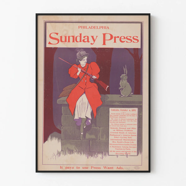 Vintage Philadelphia Sunday Press - Retro seinäkoriste 1895