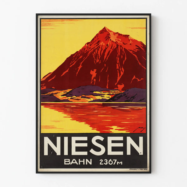 Vintage juliste Niesen Bahn 2367m - Vuoristoseinäkoriste retrohengen seinätaide