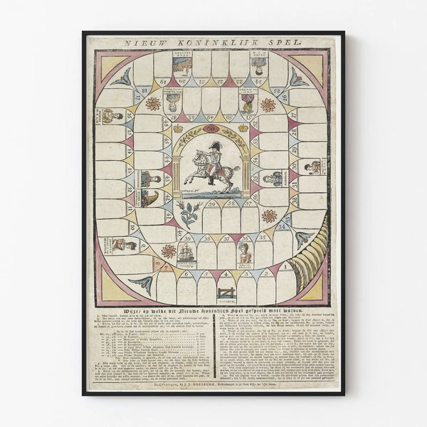 Vanha lautapeli juliste Nieuw Koninklijk Spel - Vintage-seinäkoristelu