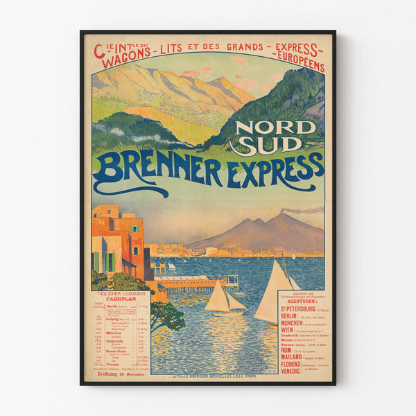 Vintage juliste Nord Sud Brenner Express - Seinän koristelu matkailuun