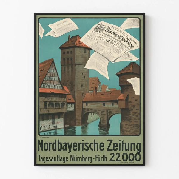 Vintage juliste Nordbayerische Zeitung seinäkoristelu