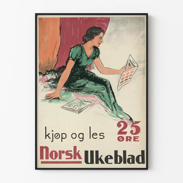 Vintage Juliste Norsk Ukeblad luentolehti