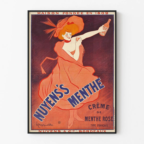 Vintagejuliste Nuyens's Menthe - Crème de Menthe Rose vanha mainos