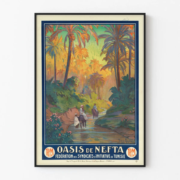 Vintage Juliste Oasis de Nefta Tunisia 1925 - Taide Art Déco Seinälle