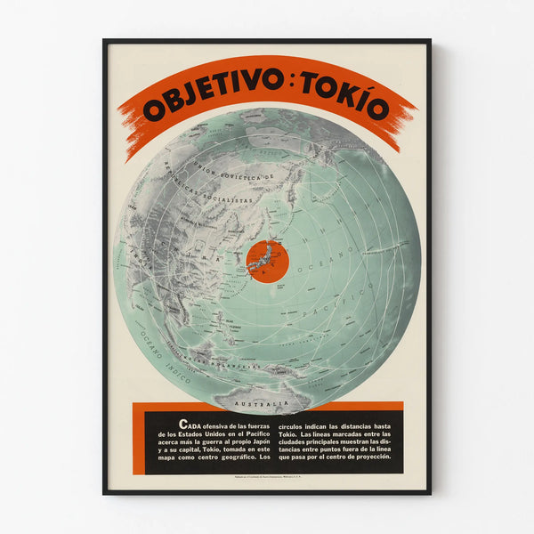 Vintagejuliste Kartta Objetivo Tokio